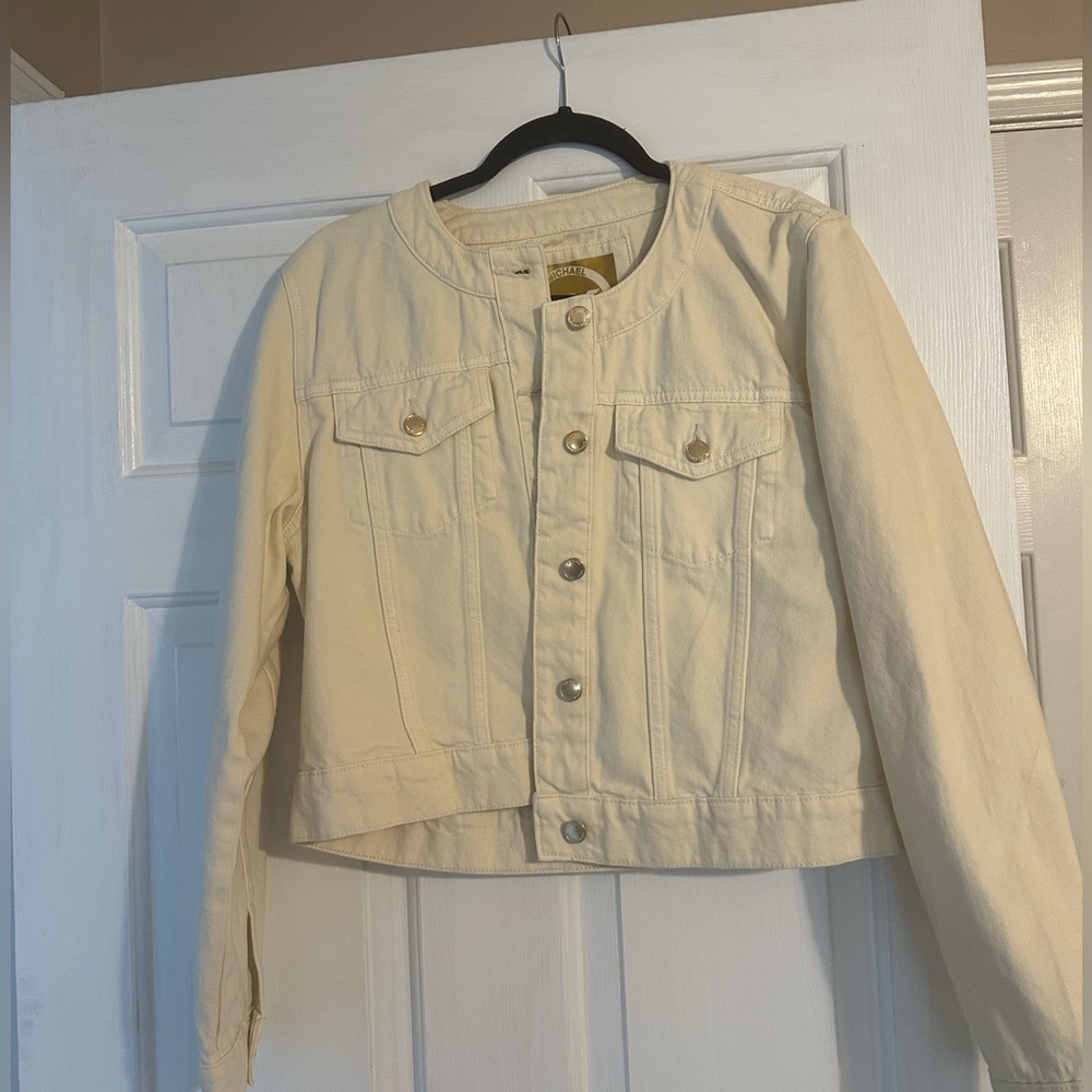 Michael Kors cream denim jacket NWT